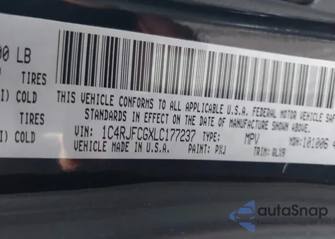 2020 Jeep Grand Cherokee Overland from USA, damaged, VIN 1C4RJFCGXLC177237
